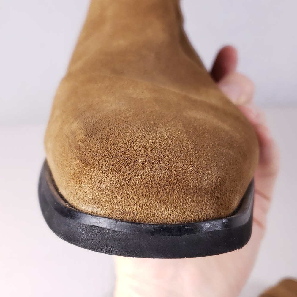 Karl Lagerfeld Paris Suede Ankle Boots 9.5M Buckle Strap Brown Jodhpur Zip-Up - Picture 11 of 16